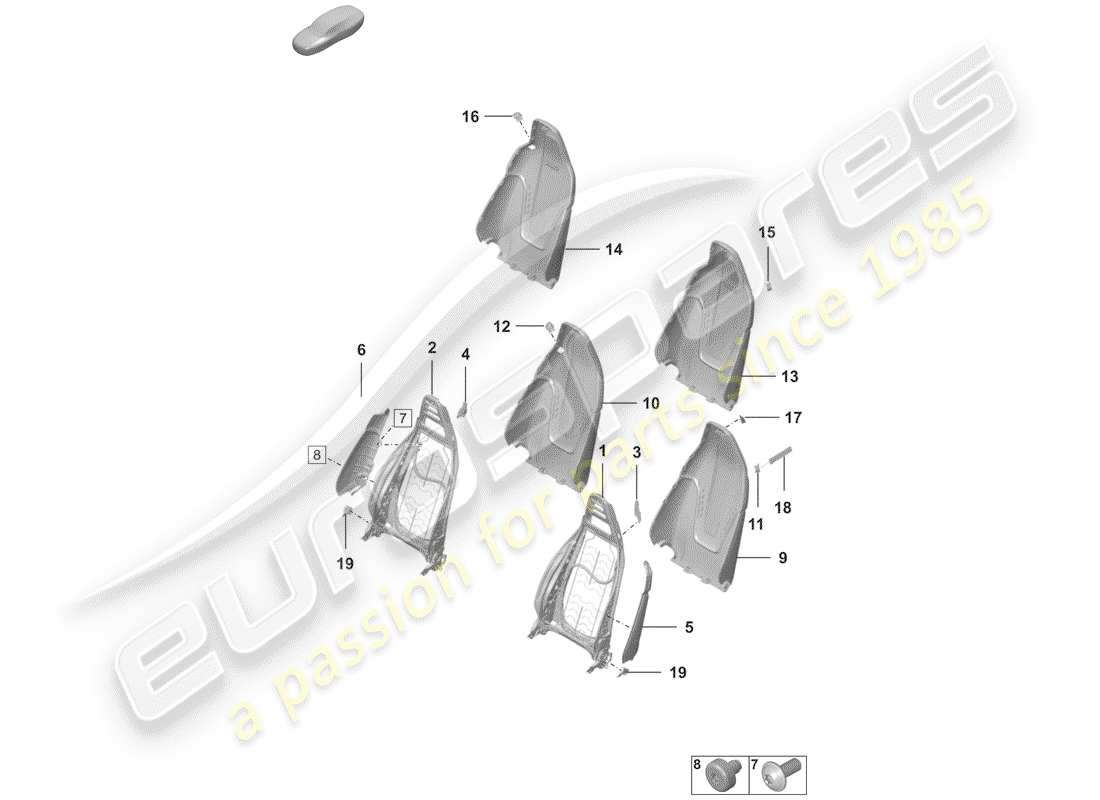 porsche 2019 (992-1) frame - backrest part diagram