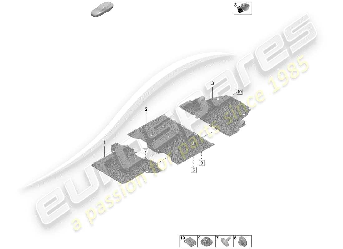 porsche 2019 (992-1) underbody lining part diagram