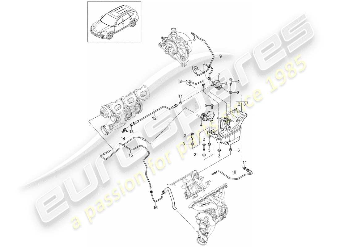 porsche cayenne e2 (2013) vacuum tank part diagram