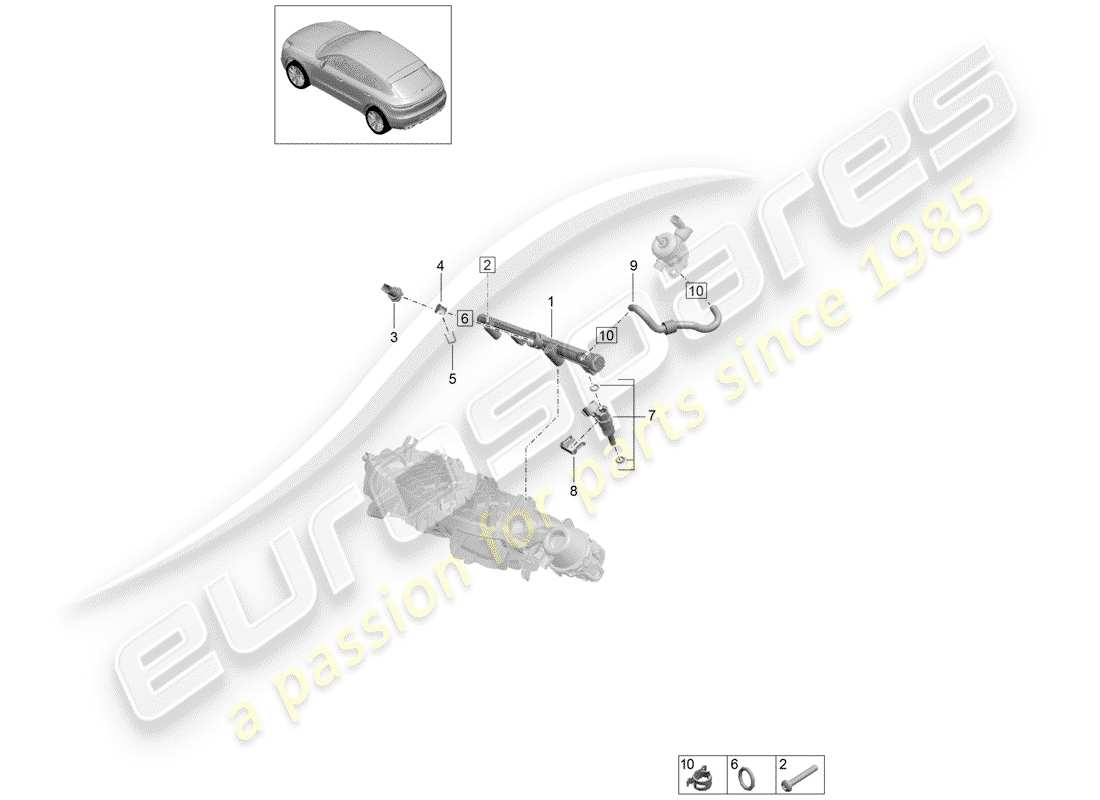 porsche 2019 (macan) fuel collection pipe part diagram