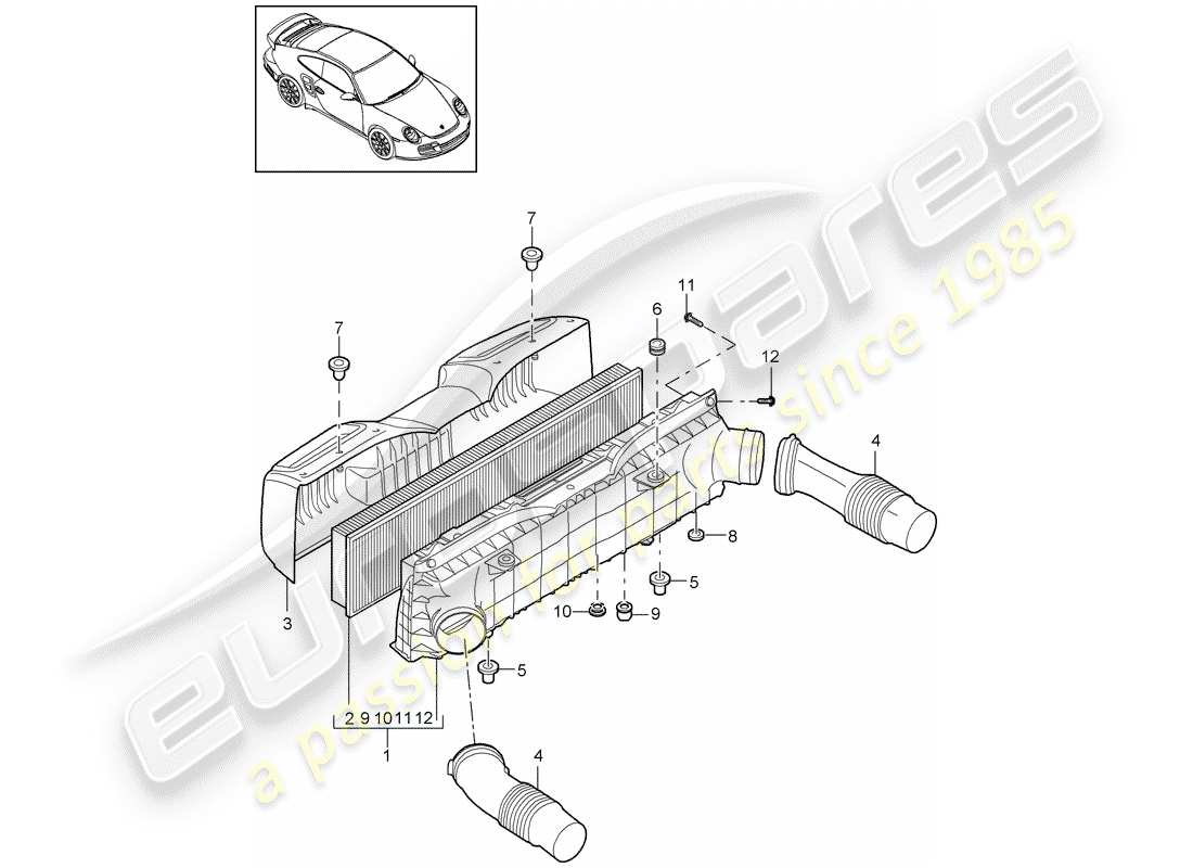 porsche 911 t/gt2rs (2012) air cleaner part diagram