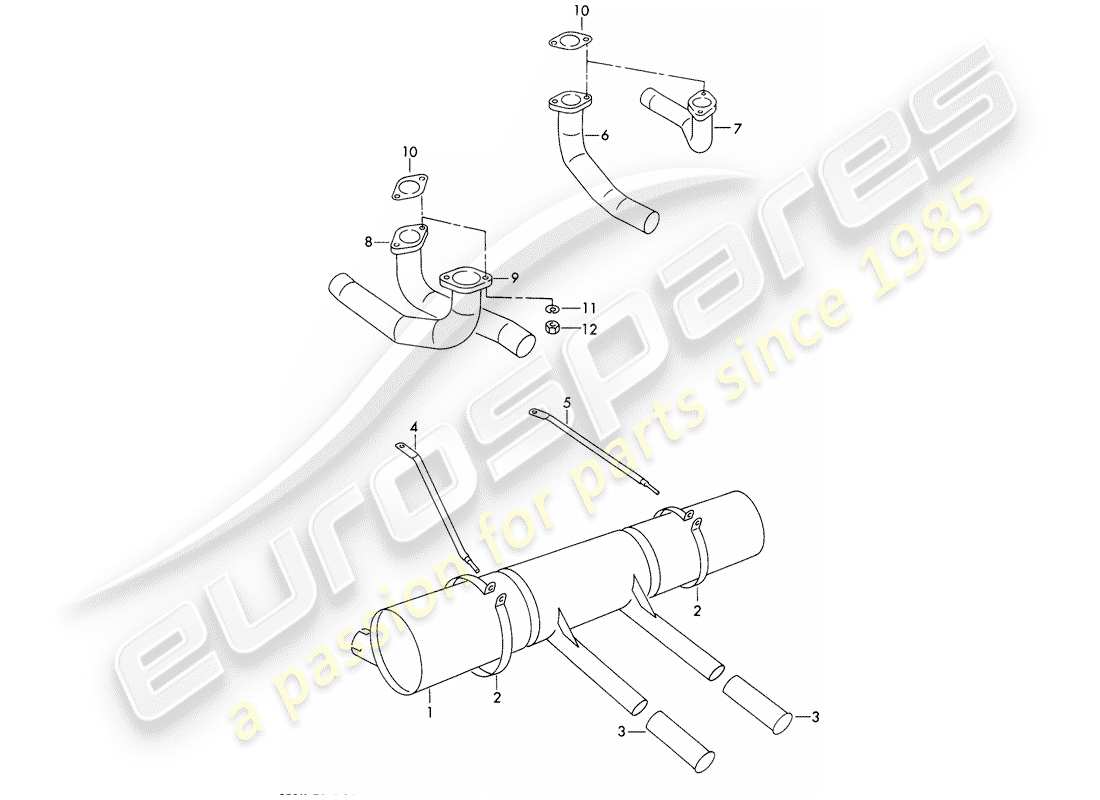 porsche 1958 (356/356a) silencer - and - accessories parts diagram