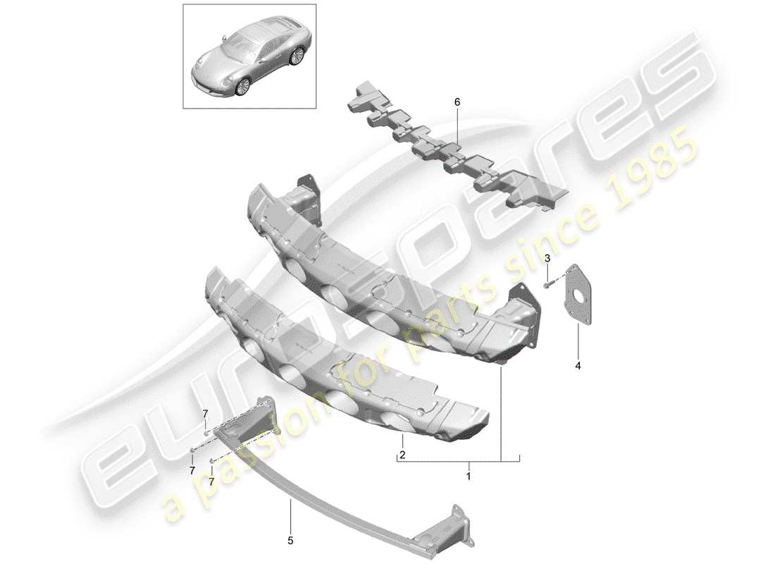 porsche 2020 (991-2) bumper bracket part diagram