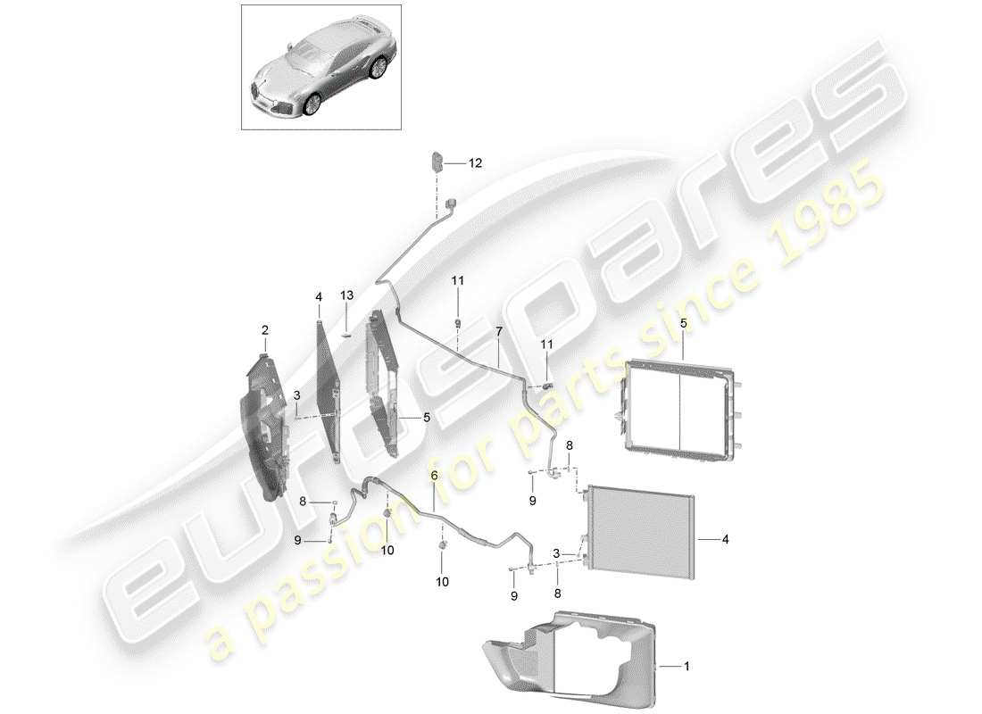 porsche 2020 (991-2 turbo) refrigerant circuit part diagram