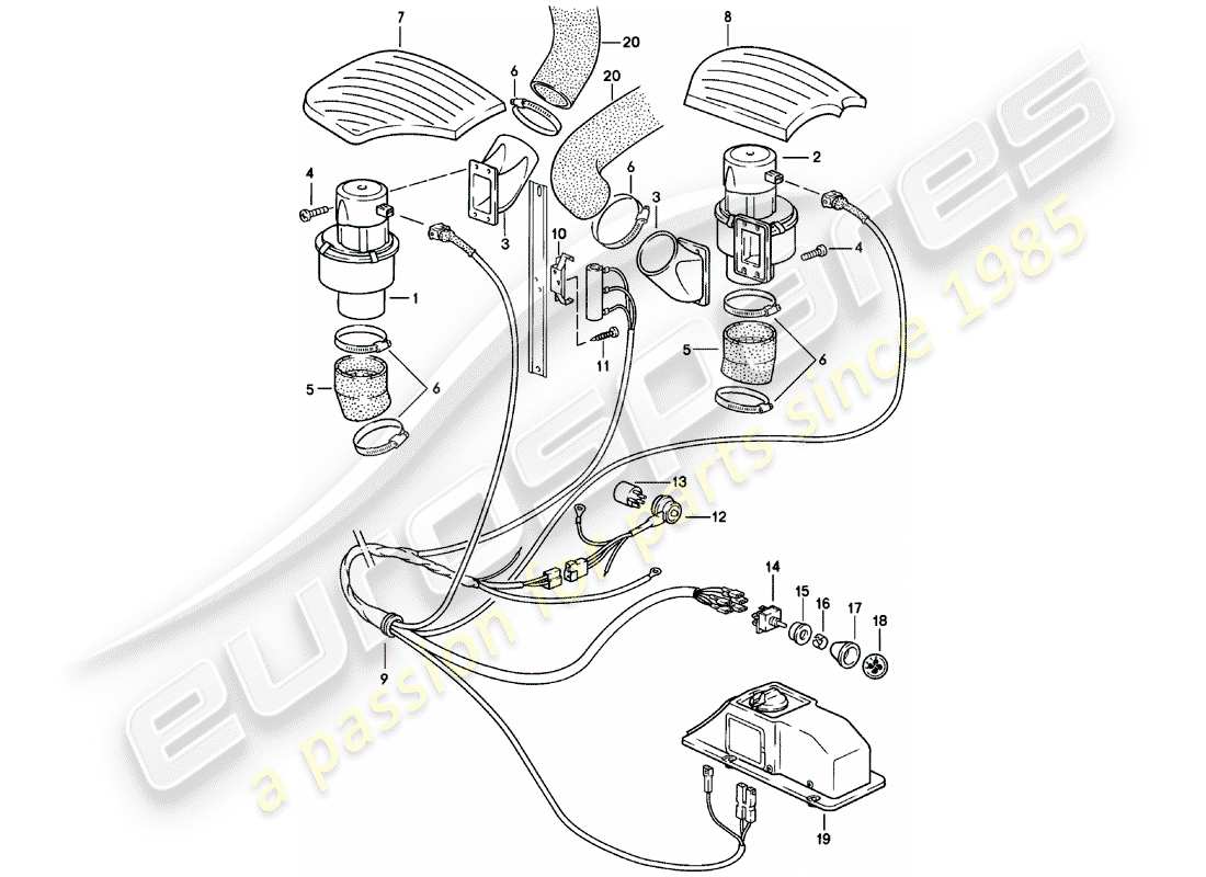 porsche 1979 (911) additional blower - d - mj 1983>> parts diagram