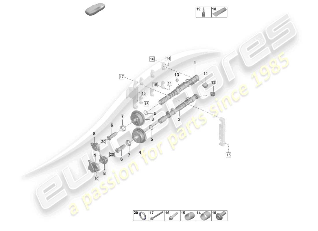 porsche 2019 (992-1) camshaft camshaft adjuster unit part diagram