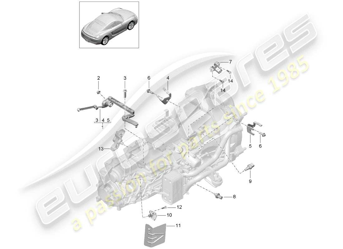 porsche cayman 981 (2014) manual gearbox part diagram