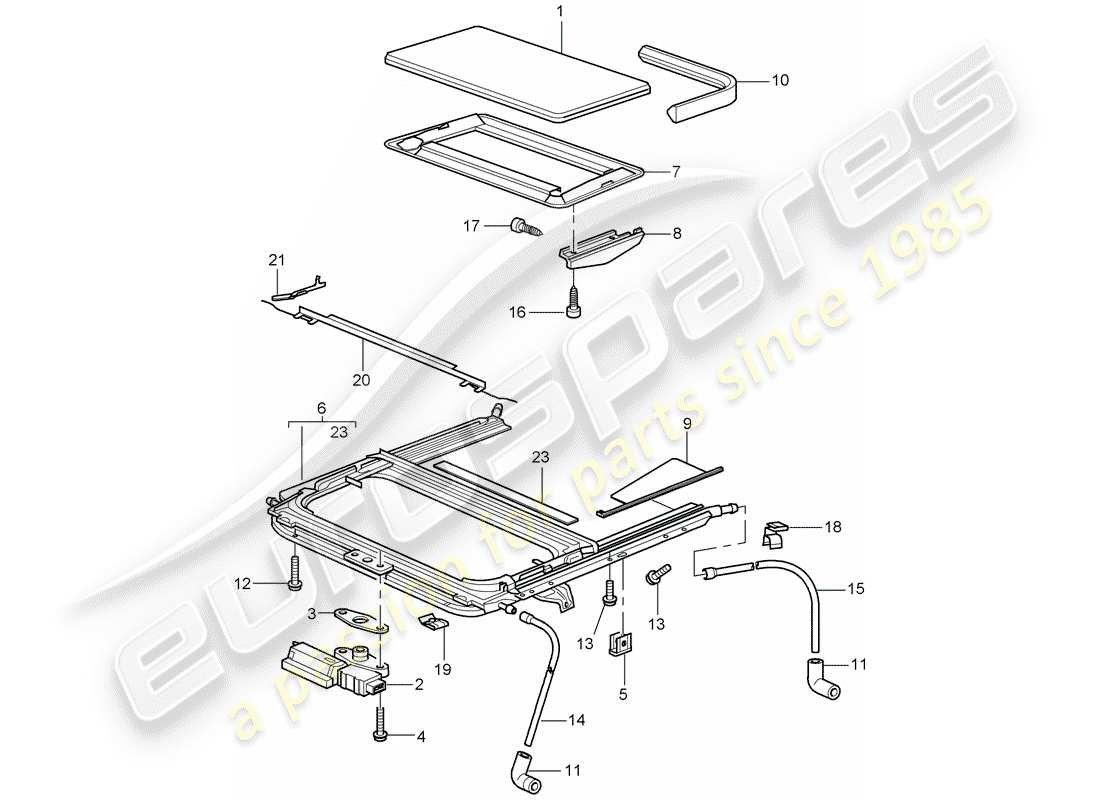 porsche 2007 (997-1) sunroof part diagram