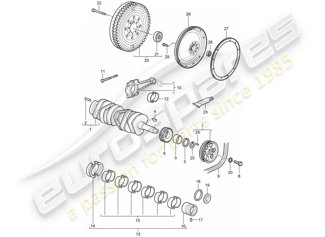 porsche 2007 (997-1 gt3) crankshaft part diagram