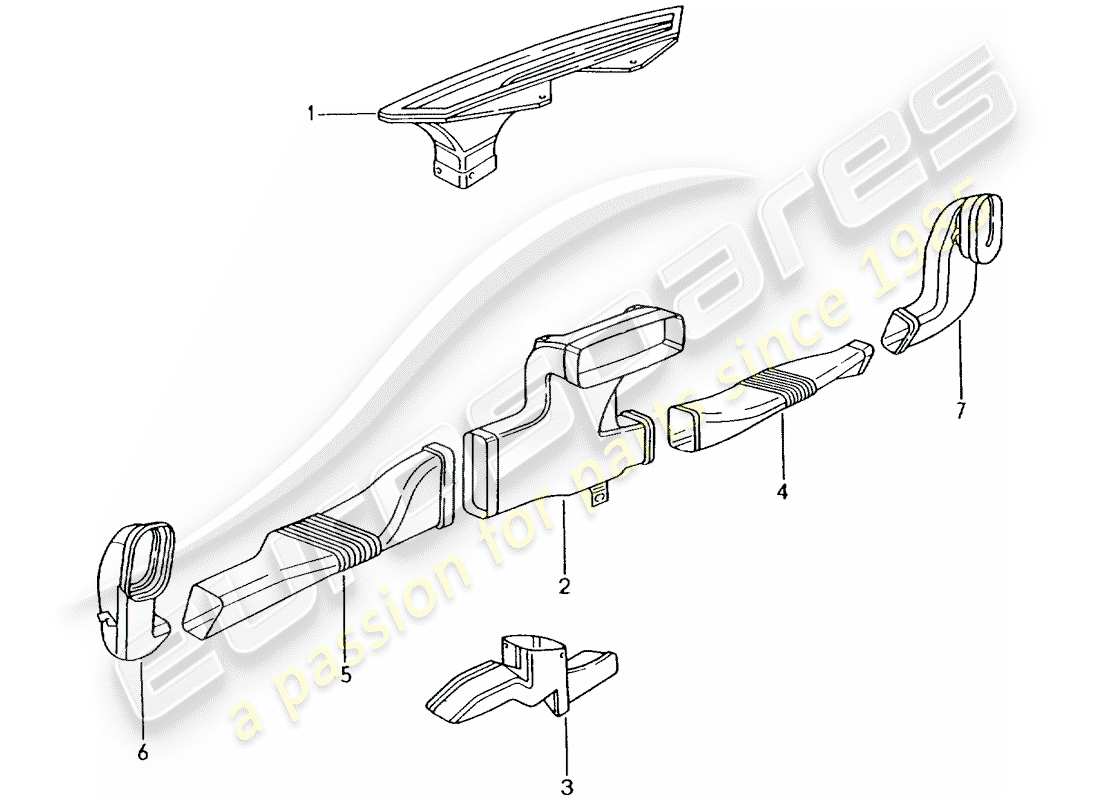 porsche 2003 (996 turbo / gt2) heater - air distributor part diagram