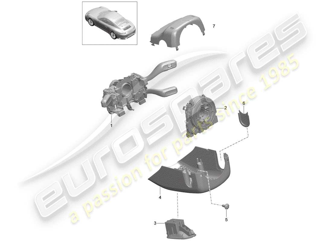 porsche 2019 (991-2) steering column switch part diagram