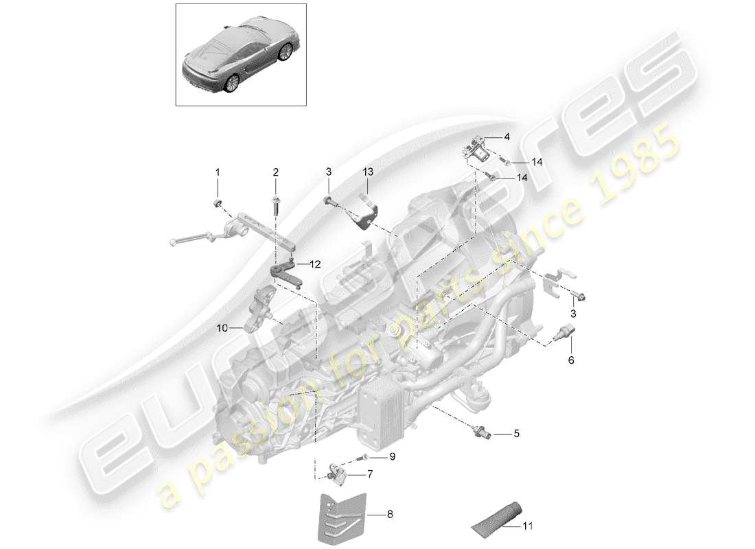 porsche cayman gt4 (2016) manual gearbox parts diagram