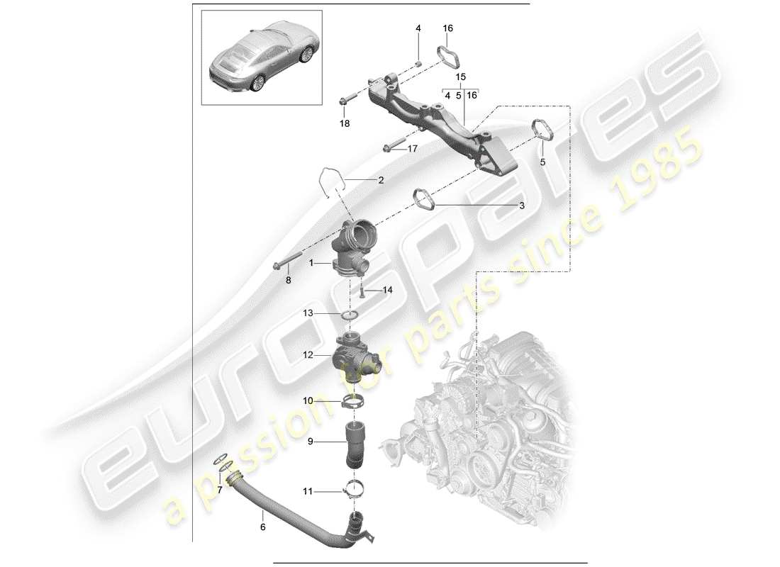 porsche 2019 (991-2) sub-frame part diagram