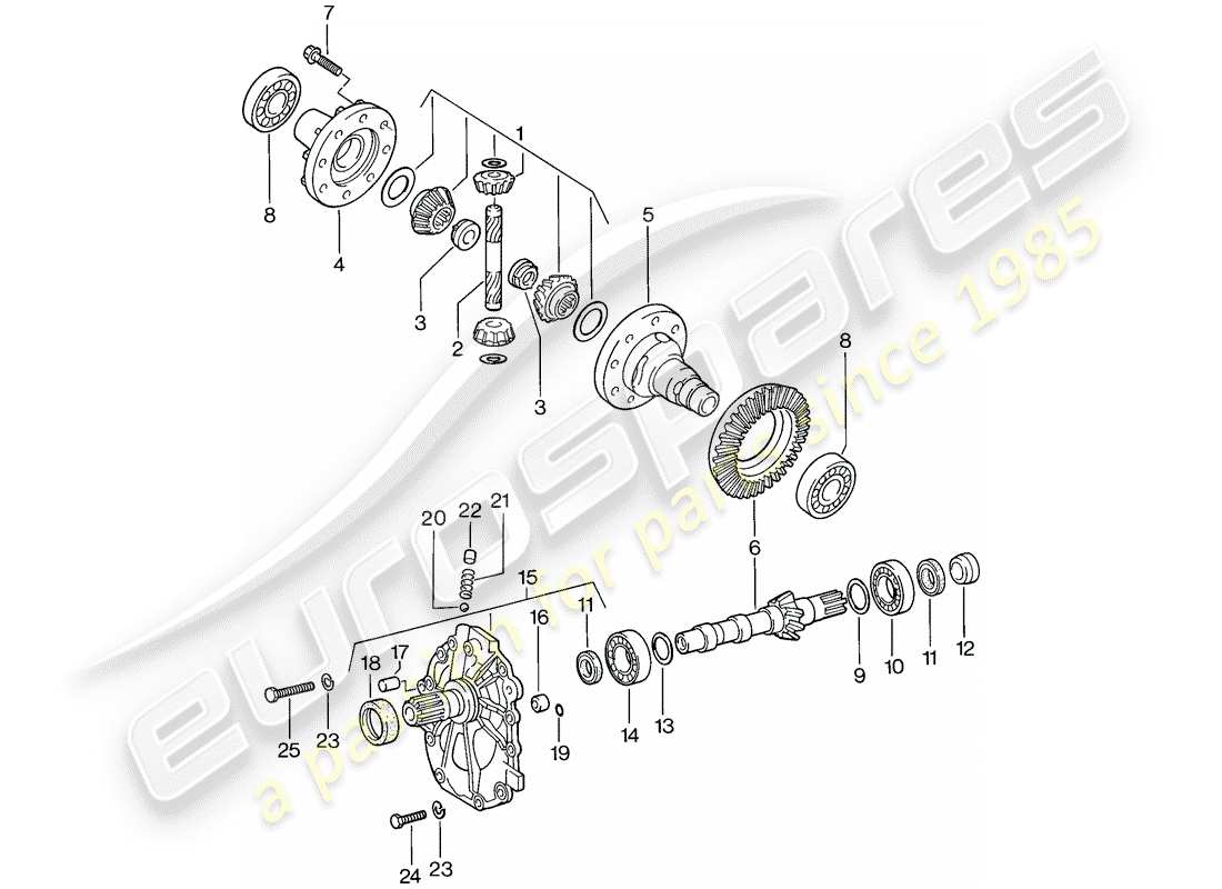 porsche 924 (1976) differential - automatic transmission part diagram