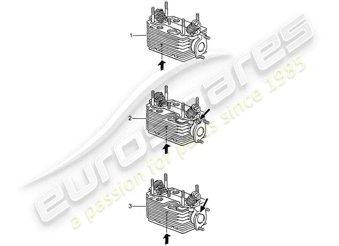 porsche replacement catalogue (1977) cylinder head part diagram