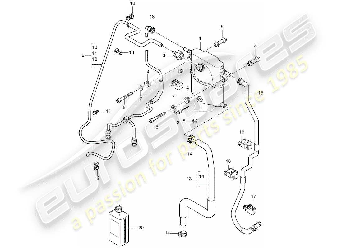 porsche 2004 (carrera gt) water cooling 3 - fluid container part diagram