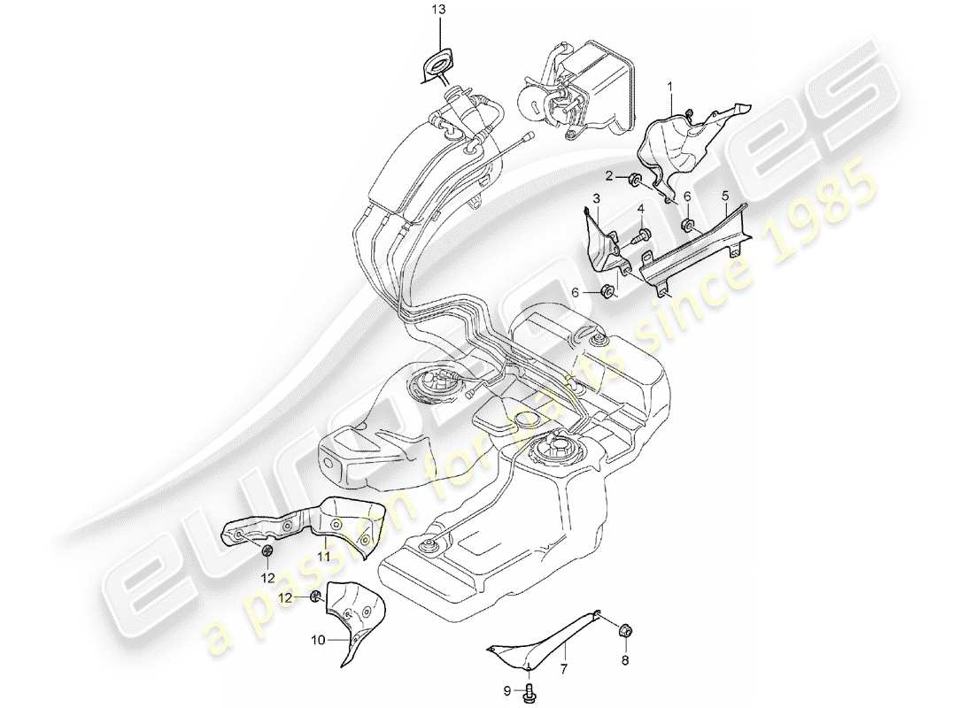 porsche 2004 (cayenne e1 9pa) fuel tank part diagram