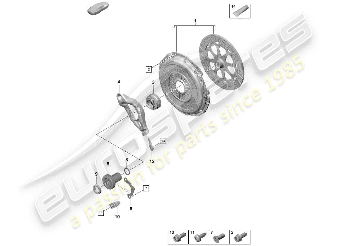 porsche 2020 (718 boxster spyder) clutch parts diagram