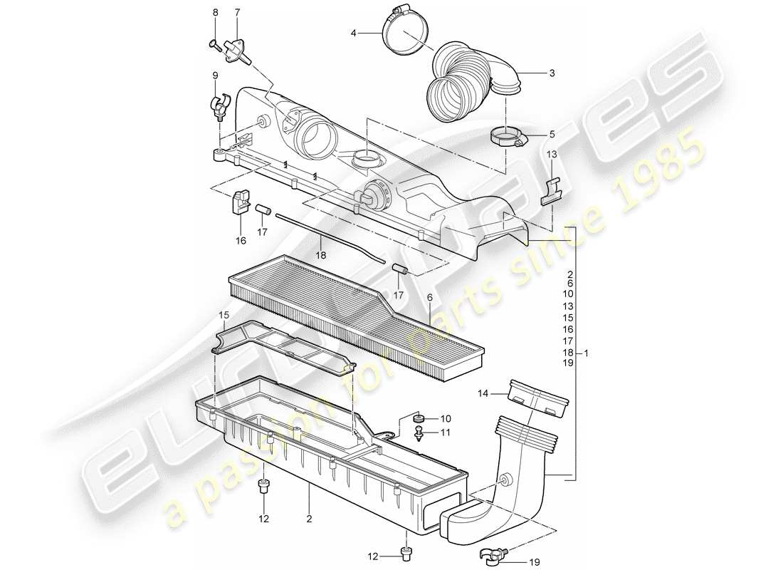 porsche 2007 (997-1) air cleaner part diagram