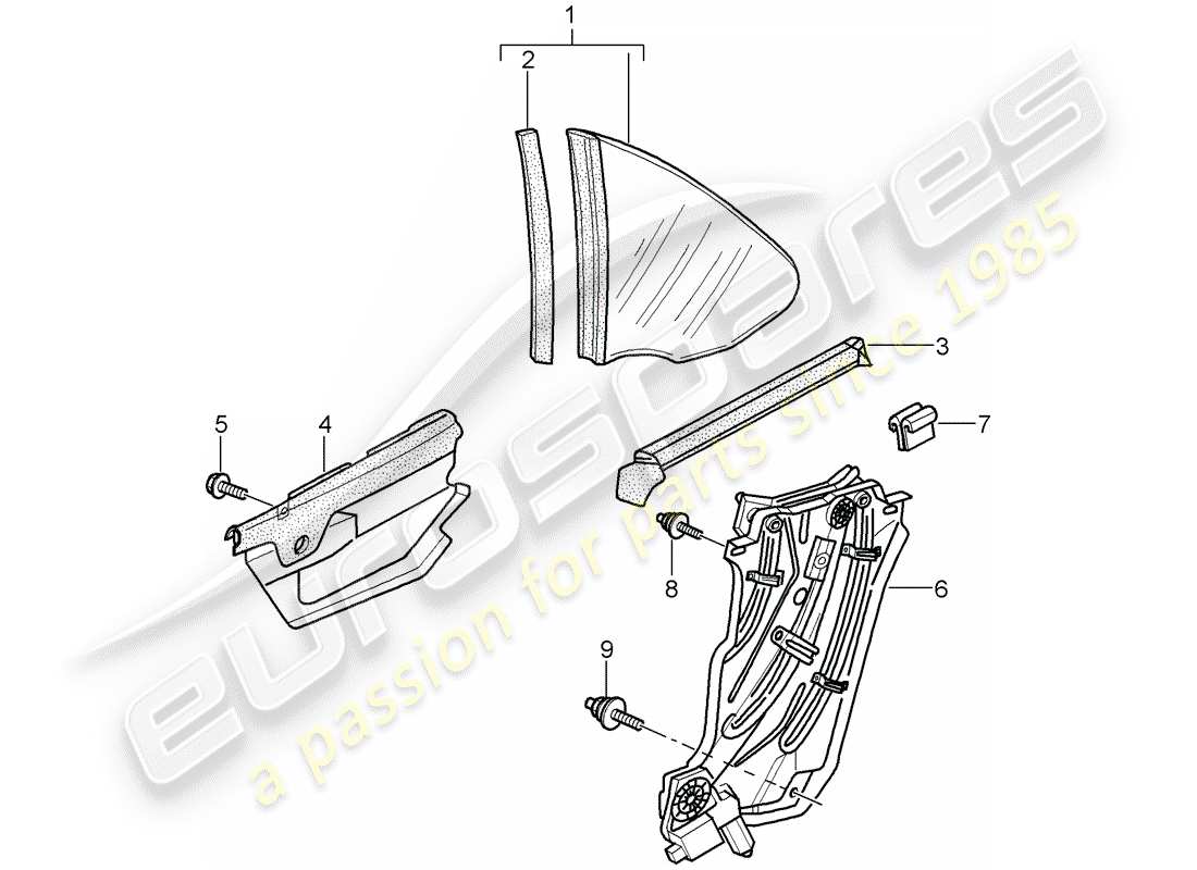 porsche 2007 (997-1) side window part diagram