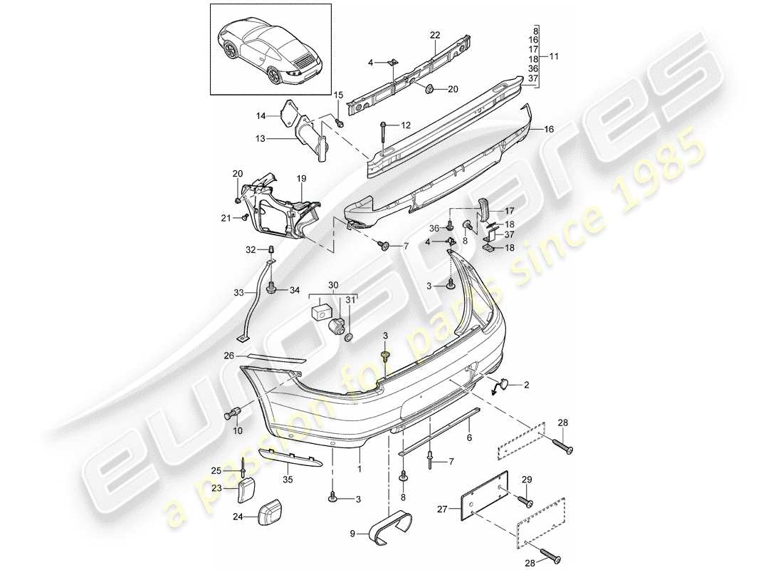 porsche 997 gen. 2 (2010) bumper part diagram