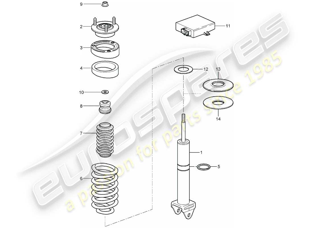porsche 2005 (997-1) shock absorber part diagram
