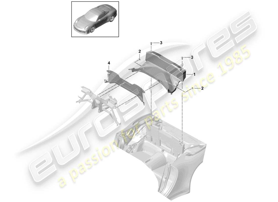 porsche 2019 (991-2 r/gt3/rs) tray part diagram