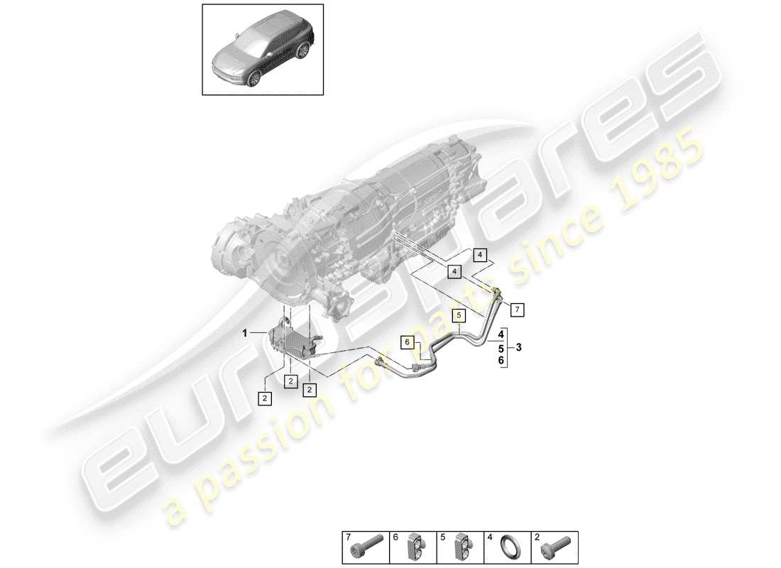 porsche 2018 (cayenne e3 9ya/9yb) 8-speed automatic gearbox part diagram