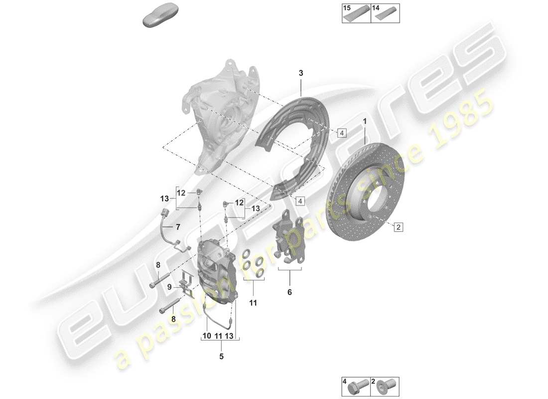 porsche 2019 (992-1) disc brakes part diagram