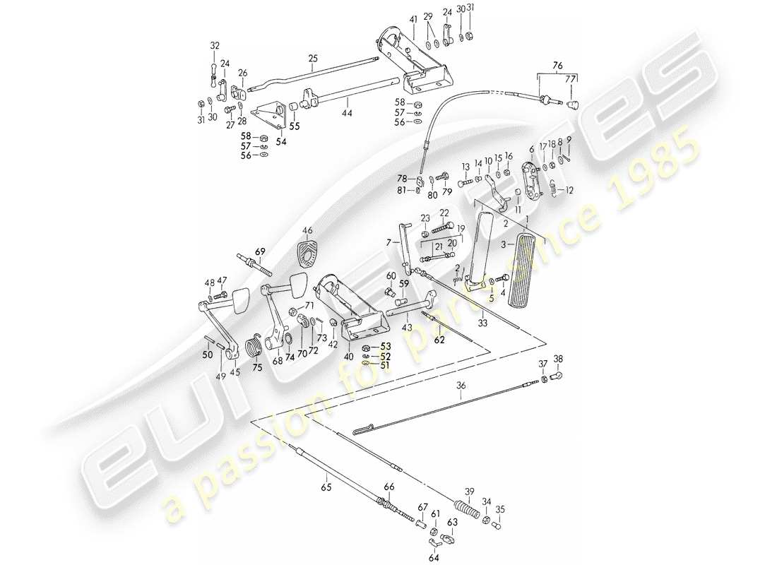 porsche 356/356a (1952) pedals part diagram