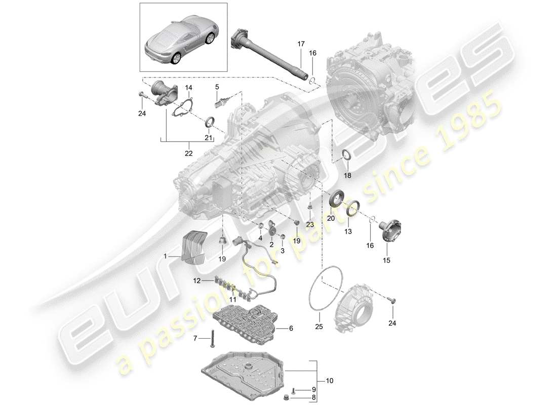porsche 718 cayman (2018) - pdk - parts diagram