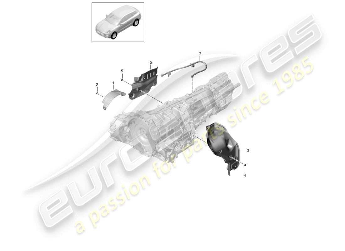porsche 2017 (macan) 7-speed dual clutch gearbox - pdk - accessories part diagram