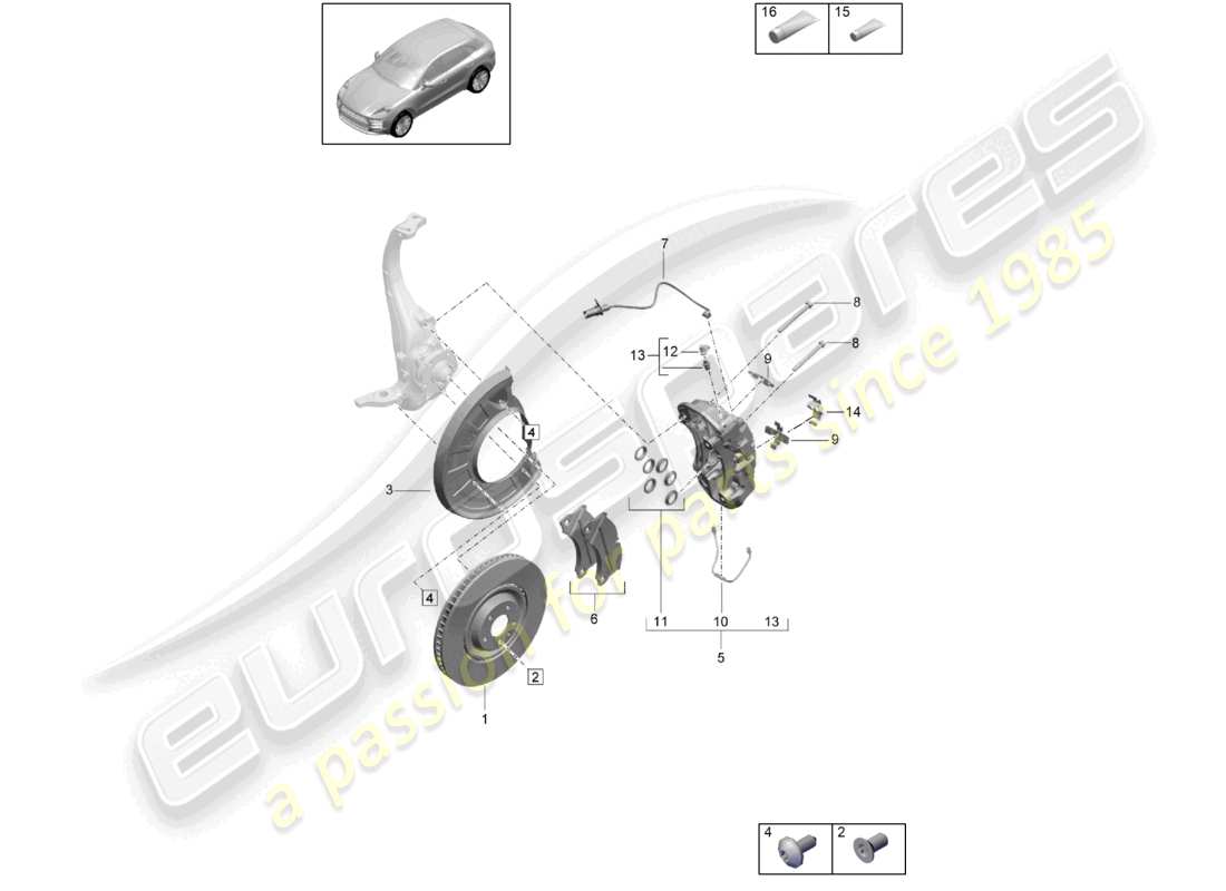 porsche 2019 (macan) disc brake front axle red white black d - mj 2022>> part diagram