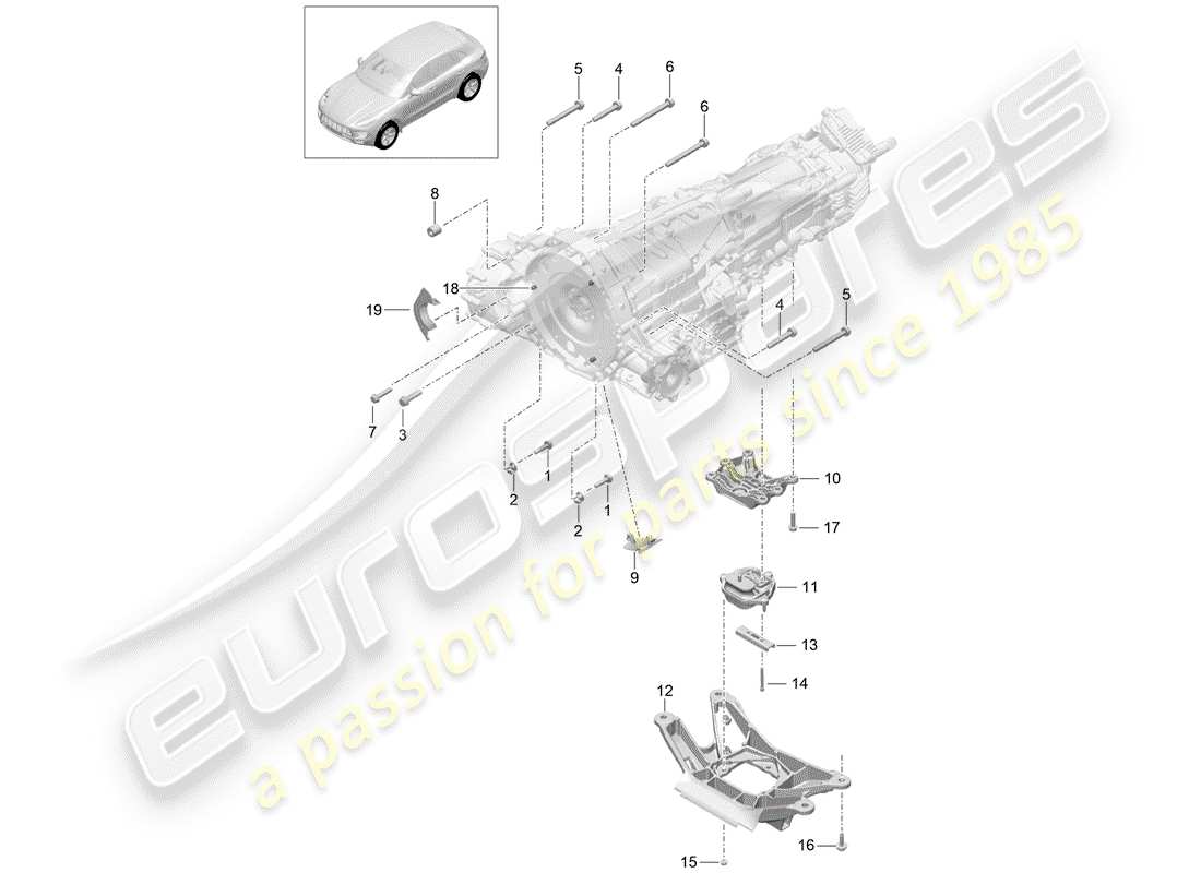porsche 2017 (macan) mounting parts for engine and part diagram