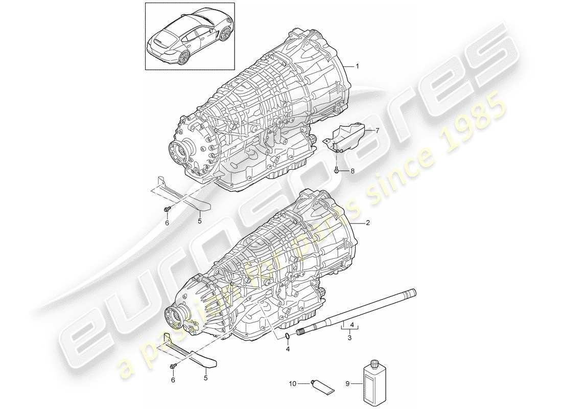 porsche 2016 (panamera 970) 7-speed dual clutch gearbox part diagram