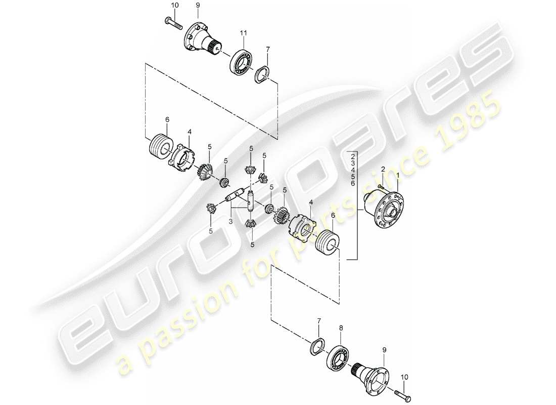 porsche 2003 (996 turbo / gt2) limited slip differential part diagram