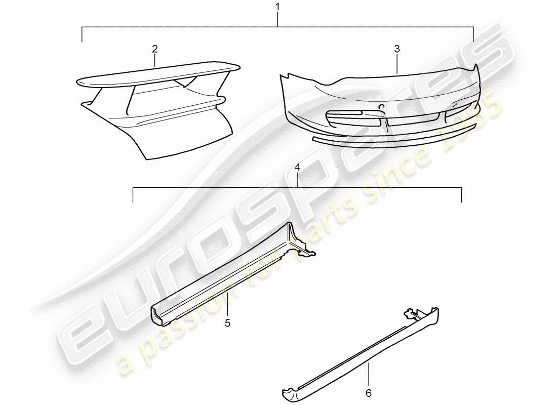 porsche 2006 (tequipment) aerokit part diagram