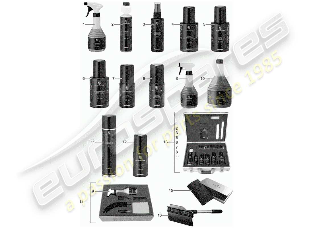 porsche 2005 (tequipment) cleaning agent part diagram