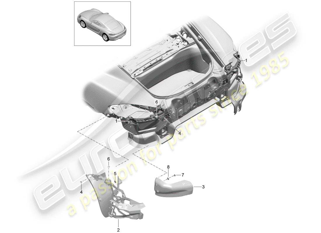 porsche 718 cayman (2018) fasteners part diagram