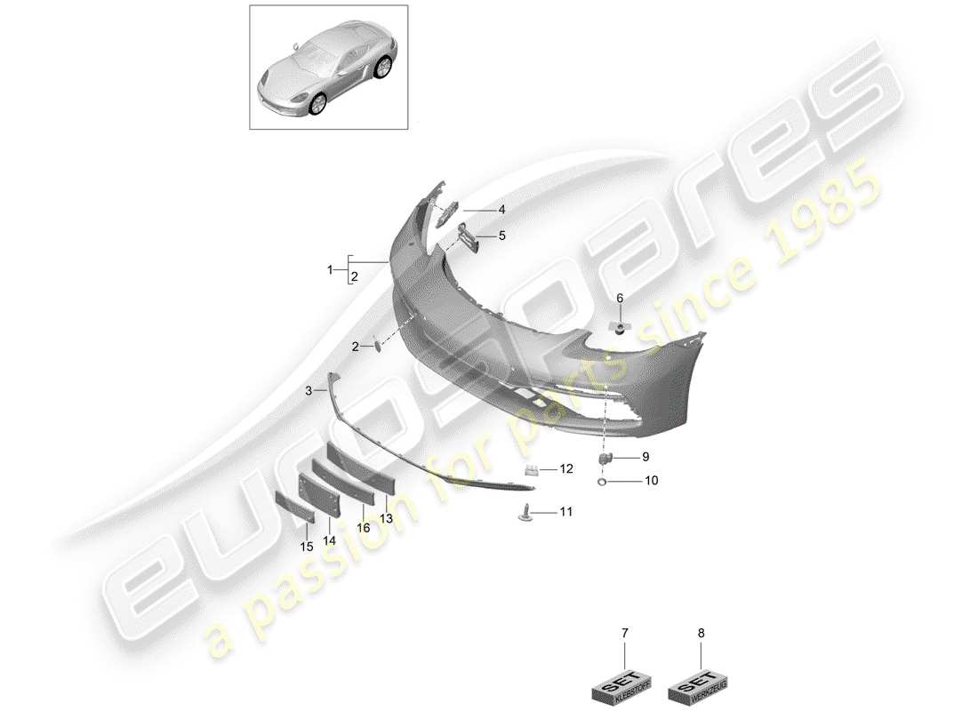 porsche 2018 (718 cayman) bumper part diagram