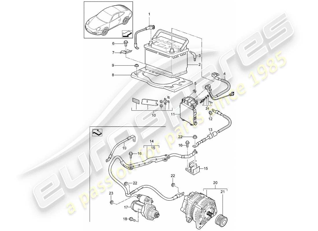 porsche 2012 (997-2) battery part diagram