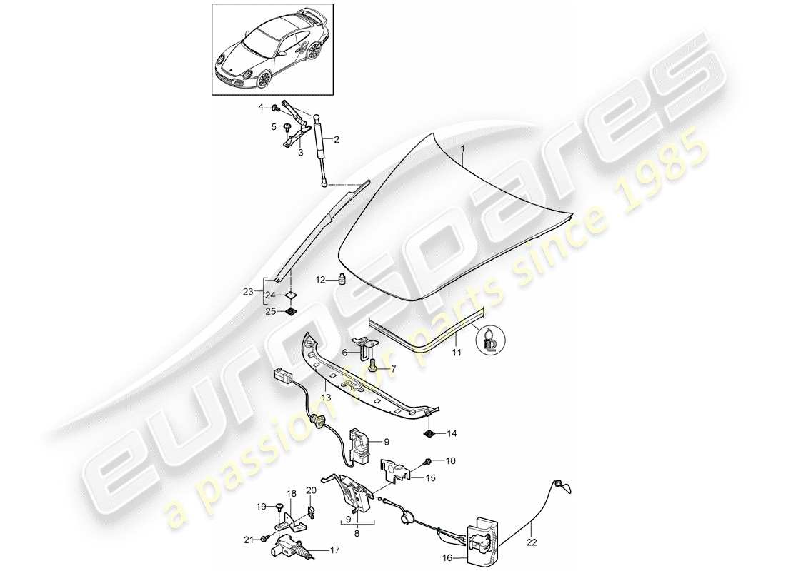 porsche 911 t/gt2rs (2012) cover parts diagram