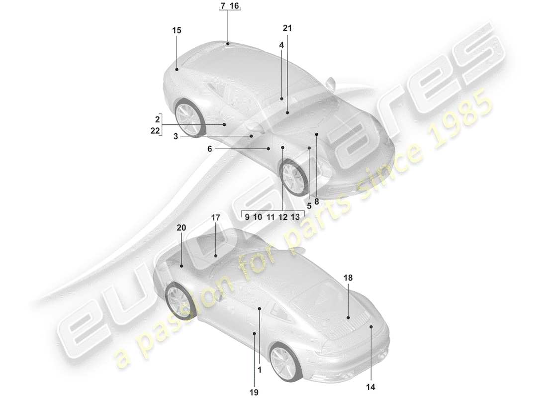 porsche 2019 (992-1) signs/notices part diagram