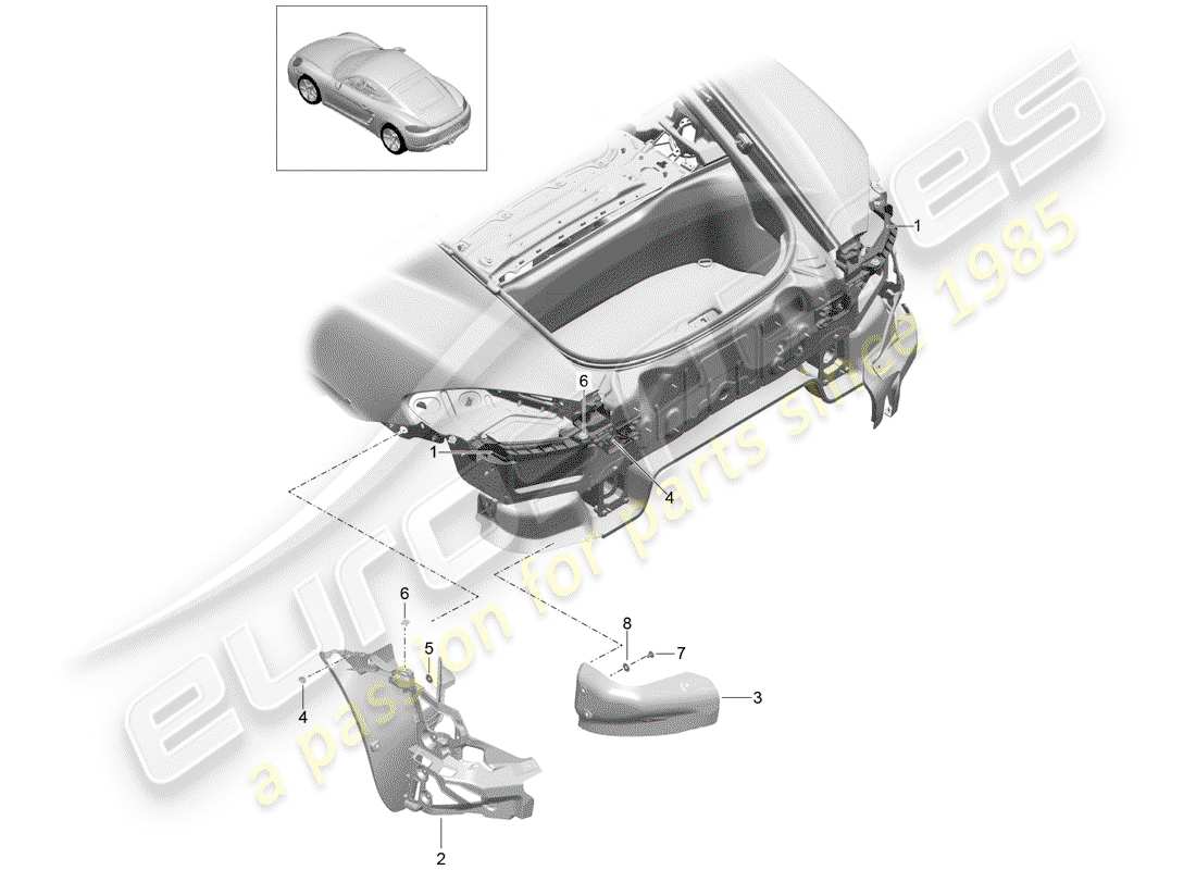 porsche 2020 (718 cayman) fasteners part diagram