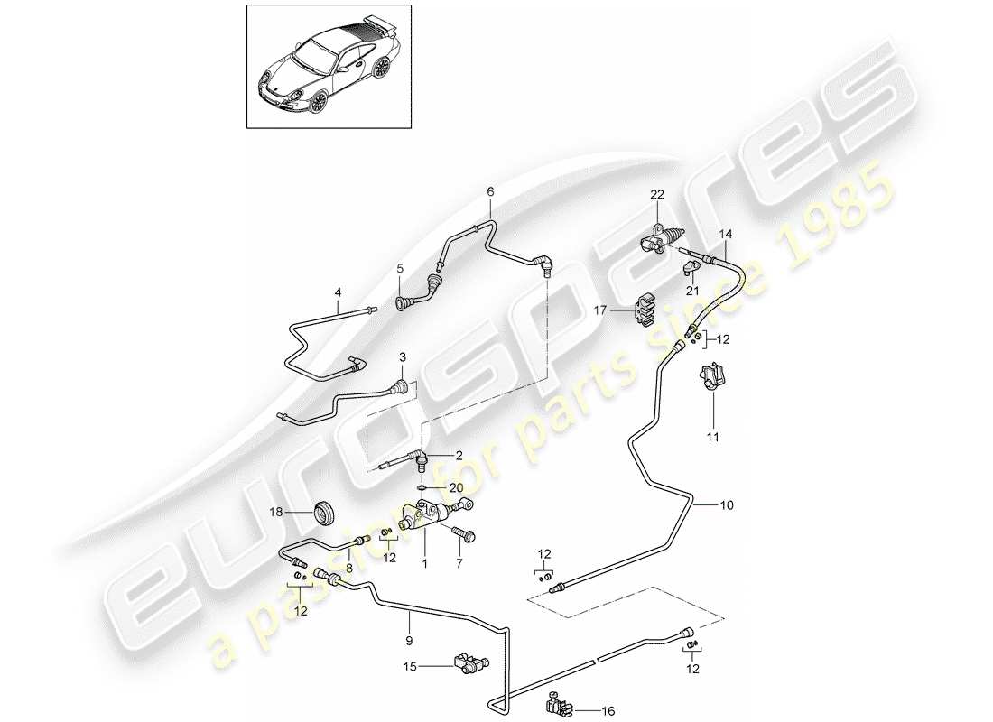 porsche 2008 (997-1 gt3) hydraulic clutch part diagram