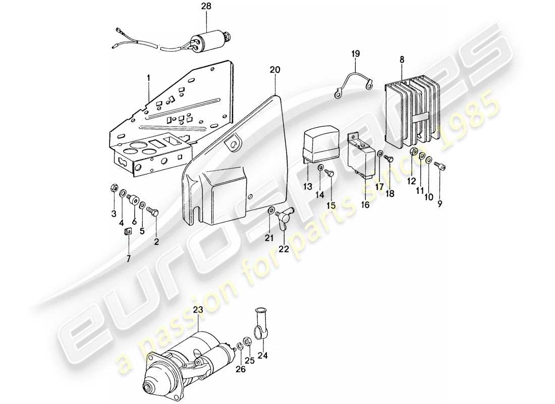 porsche 1975 (911) plate - starter - switch unit part diagram