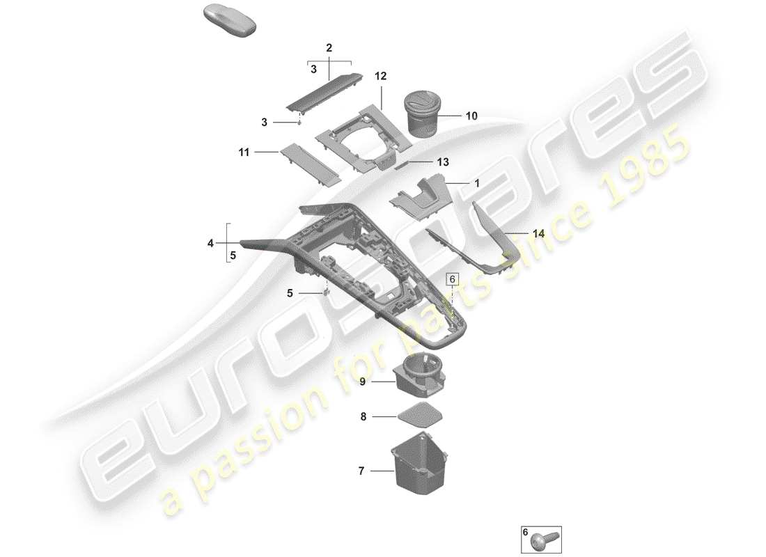 porsche 2019 (992-1) center console part diagram