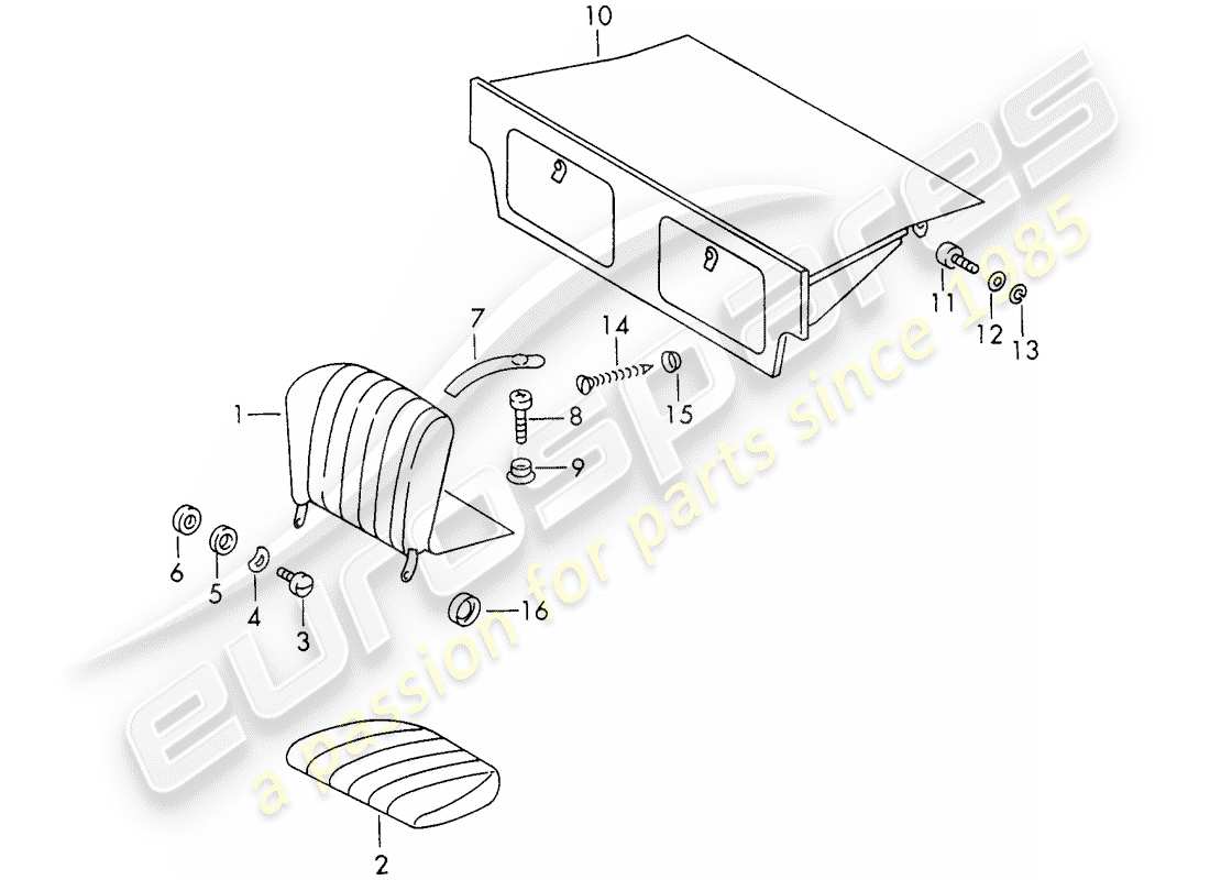 porsche 1970 (911) emergency seat part diagram