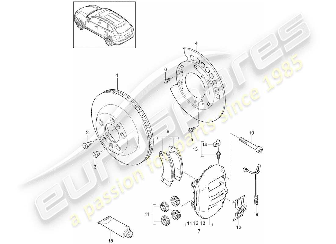 porsche 2018 (cayenne e2 92a) disc brakes part diagram
