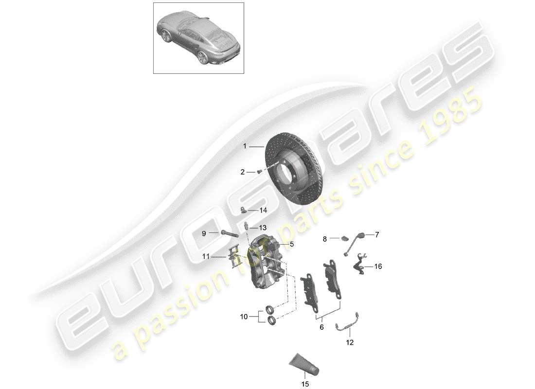porsche 991 turbo (2020) disc brakes part diagram